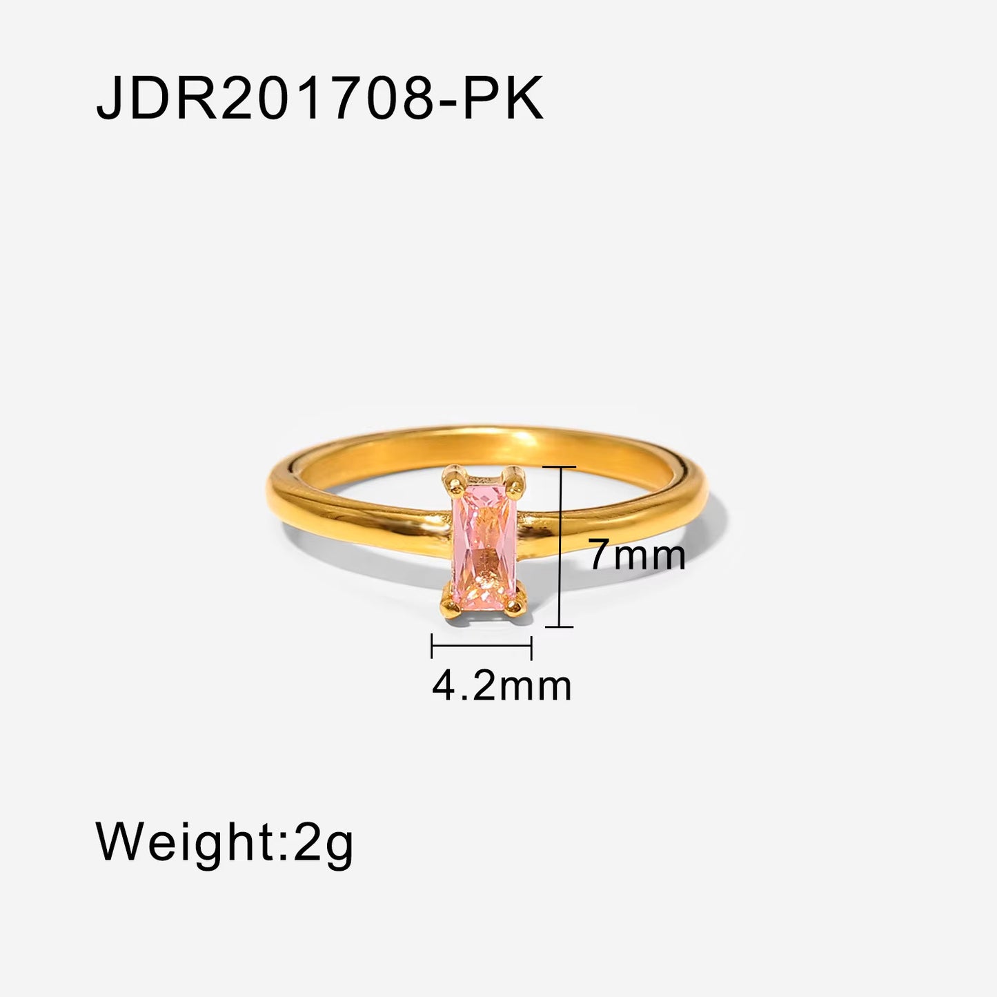 Inlaid Pink Stone Finger Rings