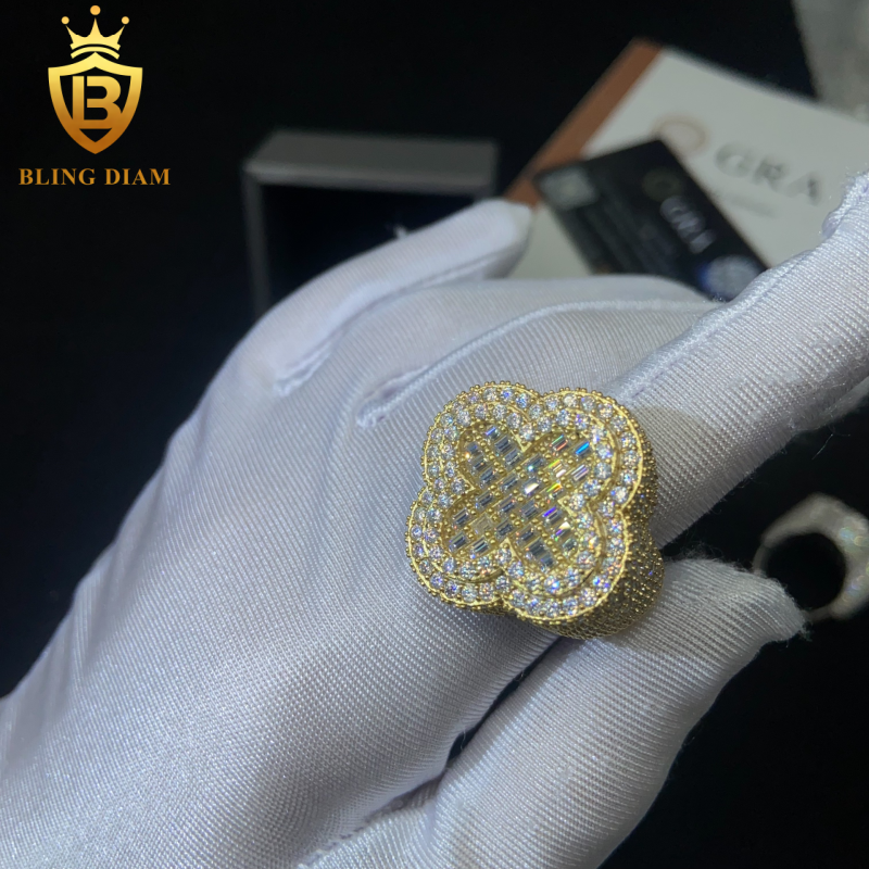 Iced-out men’s moissanite ring