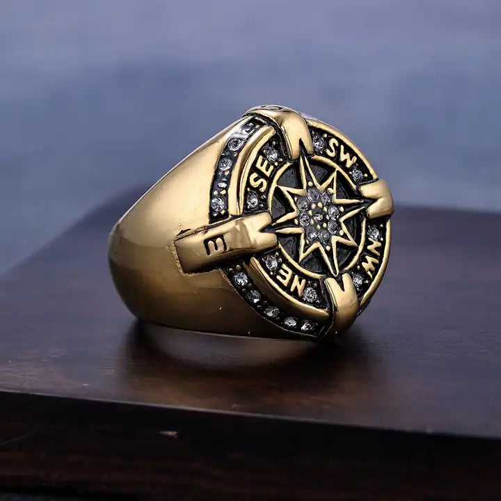 Viking Vegvisir Compass Ring