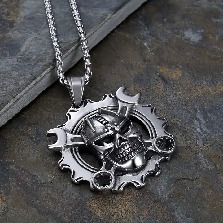 Punk Skull Wrench Pendant