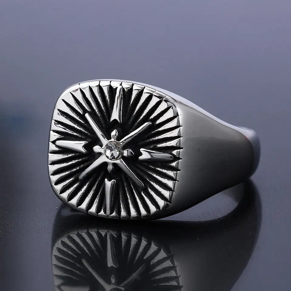 Voyager Cross Compass ring
