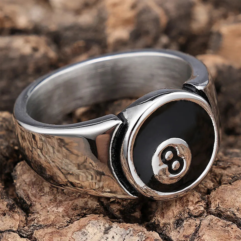 Enamel Eight Ball Ring