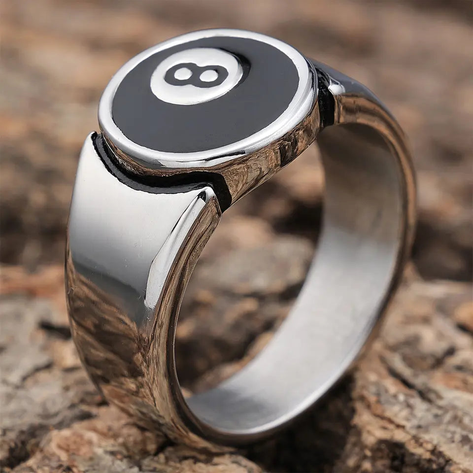 Enamel Eight Ball Ring