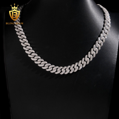 925 Silver 13MM Moissanite Cuban Chain