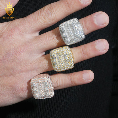 Baguette-cut iced-out ring