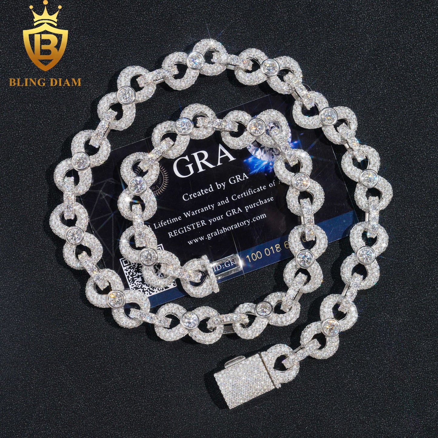 13mm 925 Sterling Silver moissanite chain