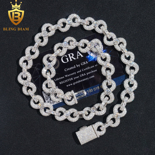 13mm 925 Sterling Silver moissanite chain