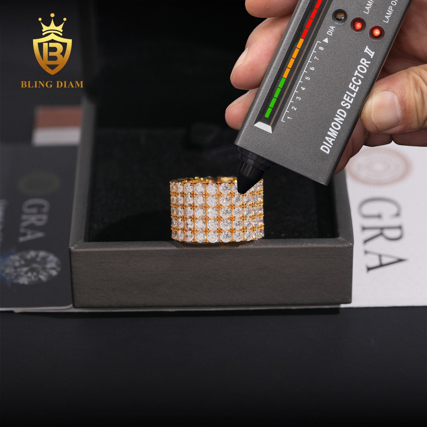 5 Row Iced Out Moissanite Ring