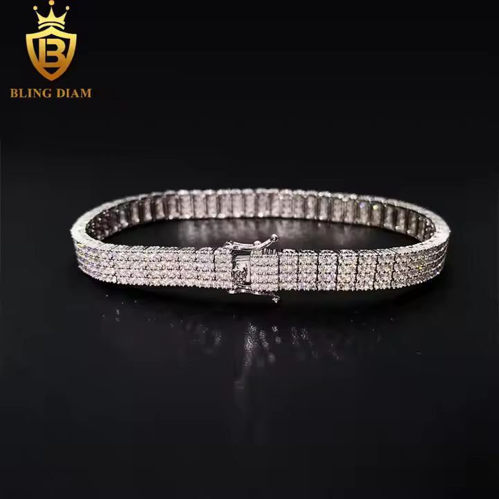 Quad Row Tennis Bracelet | 8mm VVS Moissanite | 925 Sterling Silver