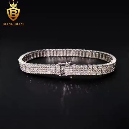 Quad Row Tennis Bracelet | 8mm VVS Moissanite | 925 Sterling Silver