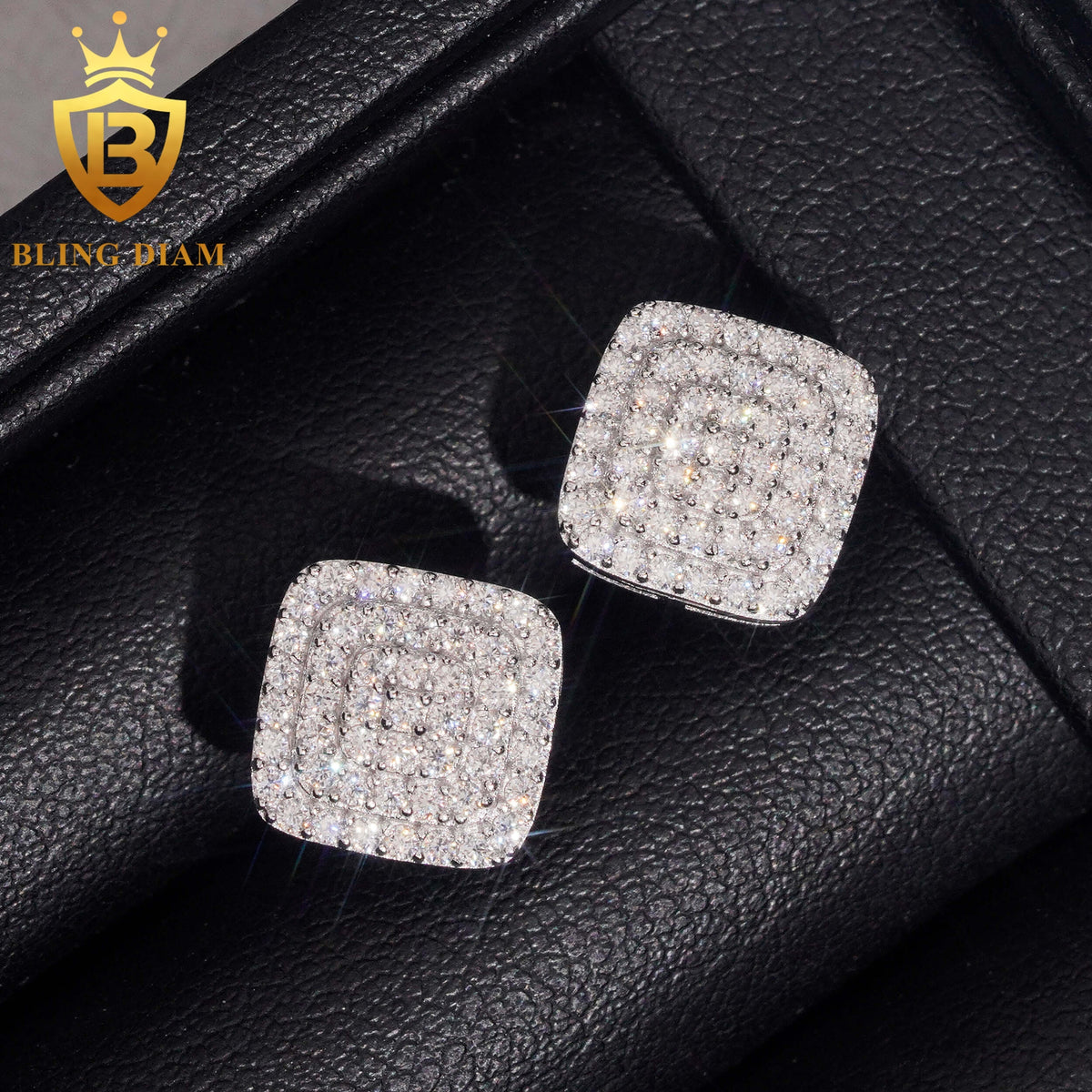 3-Row Moissanite Stud Earrings