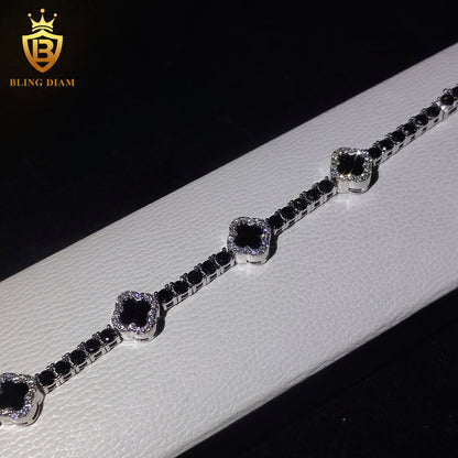Four-Leaf Clover Moissanite Cuban Bracelet