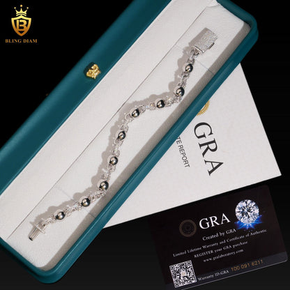 8mm S925 Silver Moissanite Beaded chain