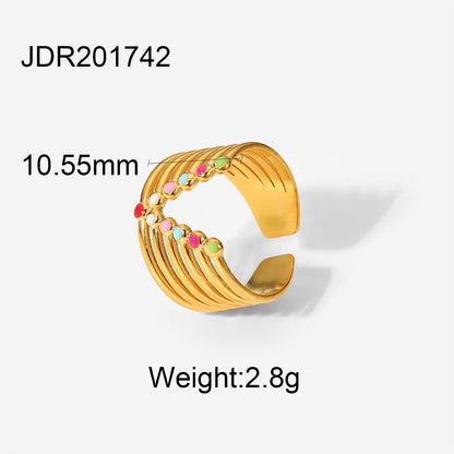 Gold Plated Geometric Colorful Enamel Knuckle Snake Finger Rings