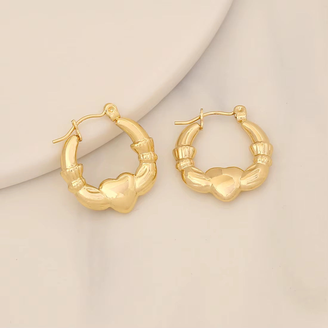Tarnish Geometric Stud Huggie Hoop Earrings