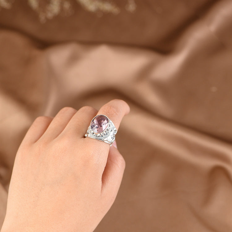 Oval Zircon Adjustable Ring