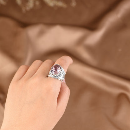 Oval Zircon Adjustable Ring