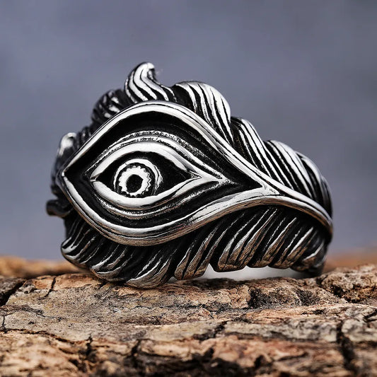 Peacock feather eye ring