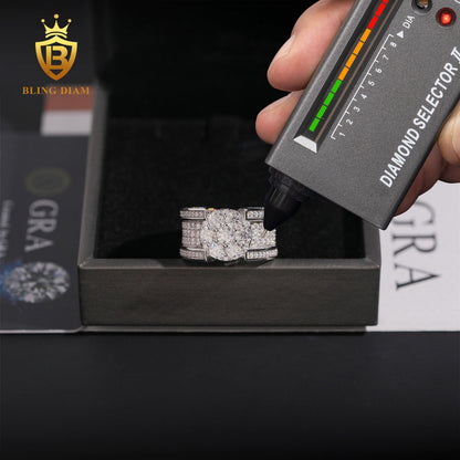 Iced Out Moissanite Ring