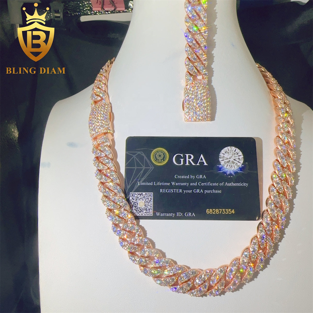 Miossanite 15mm Sterling Silver 925 Miami Cuban Link Chain