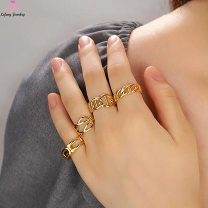 Golden Chain Ring Set