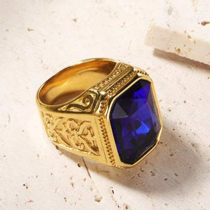 Square Band Shiny Gemstone rings