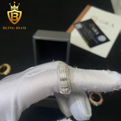 Iced-out moissanite ring