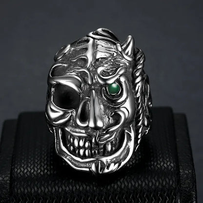 half face skull devil ring