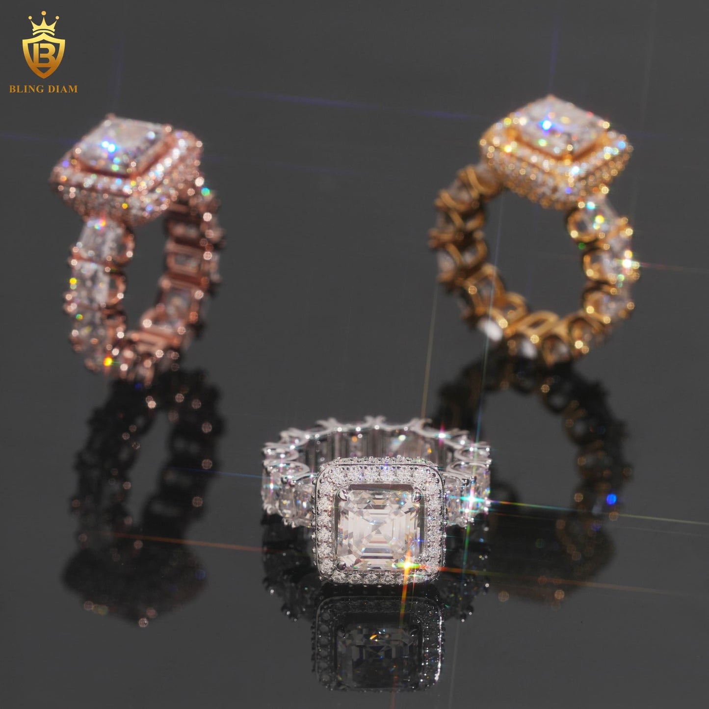 Asscher-cut moissanite ring