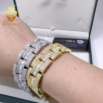 Wide Cuban Link Bracelet - 16mm Moissanite, Available in Gold Plated or Silver