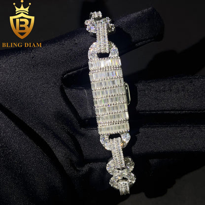 Emerald Cut Cuban Moissanite Bracelet