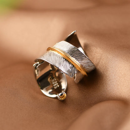 Feather Set Opal Adjustable Ring