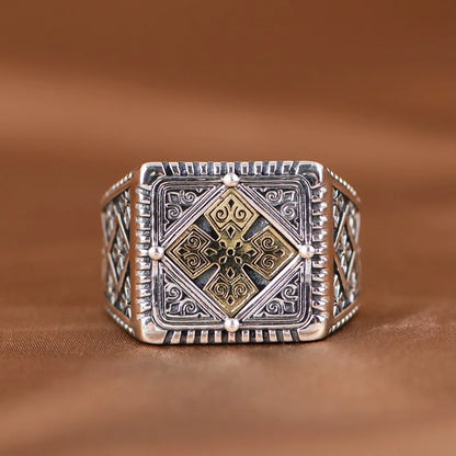 Punk Silver Cross Ring