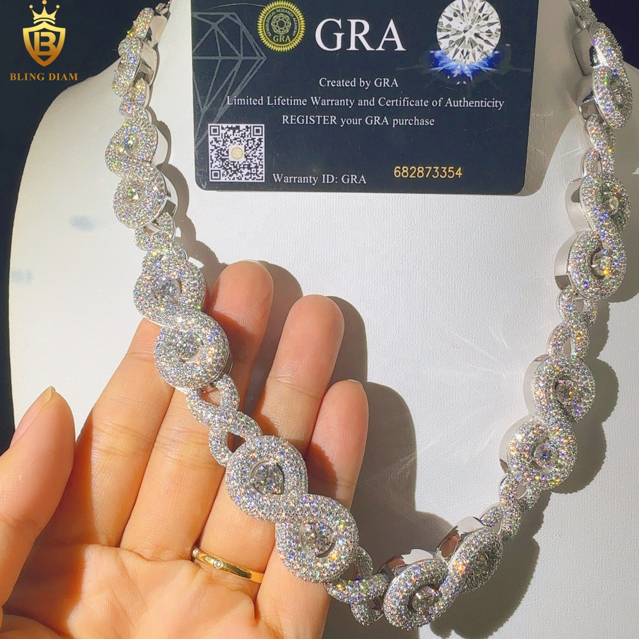 Miossanite 17mm Sterling Silver 925 Miami Cuban Link Chain