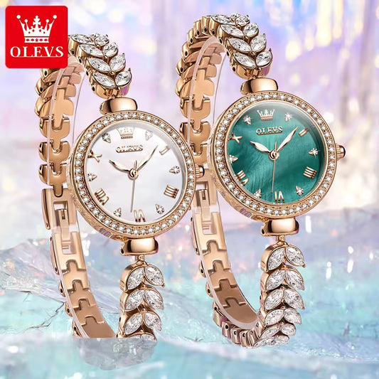 Green and Rose Gold Stylish Watch