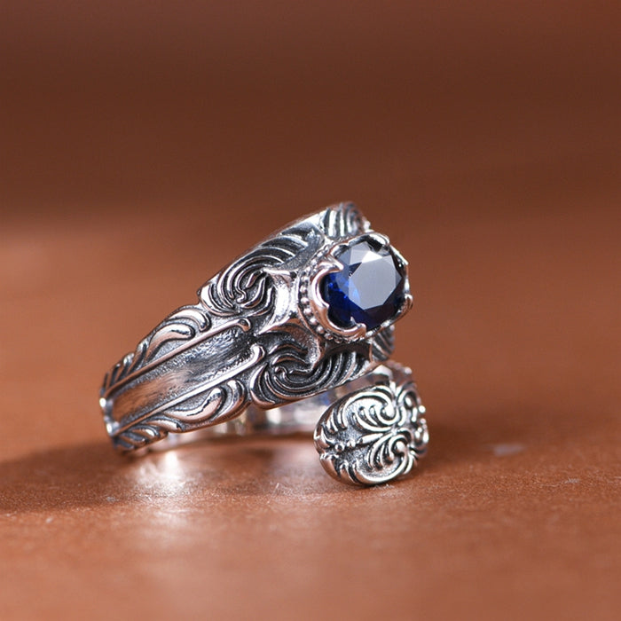 Ivy Engraved with Zircon Ring