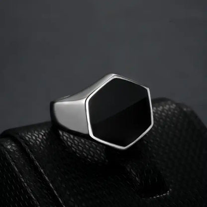 Onyx Hexagon Ring