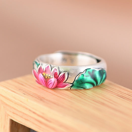 Oil Drop Lotus Leaf Adjustable Ring