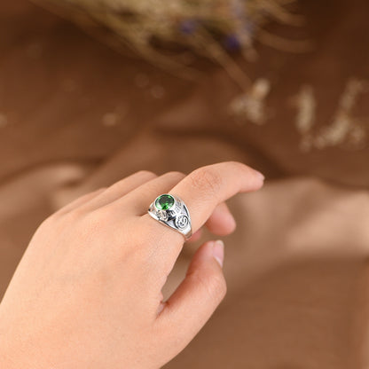Letter Inlaid Zircon Adjustable Ring