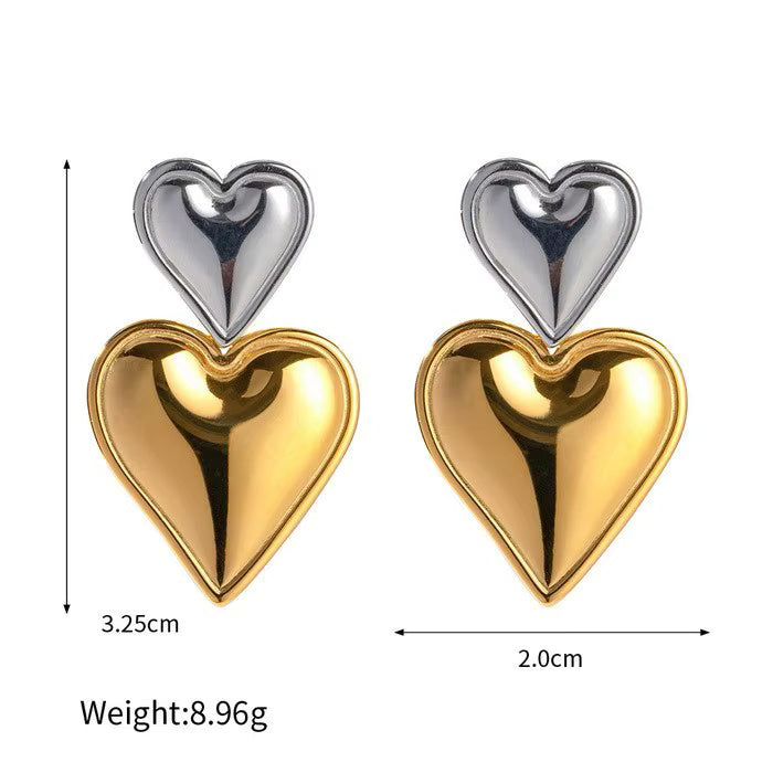 Two-tone Heart Earrings