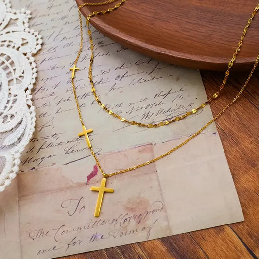 Layered Cross Necklace