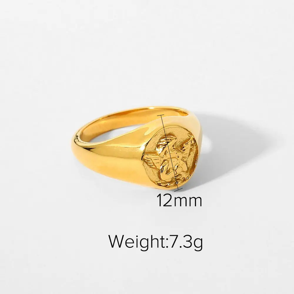 Heart Angel Circular Design Finger Rings