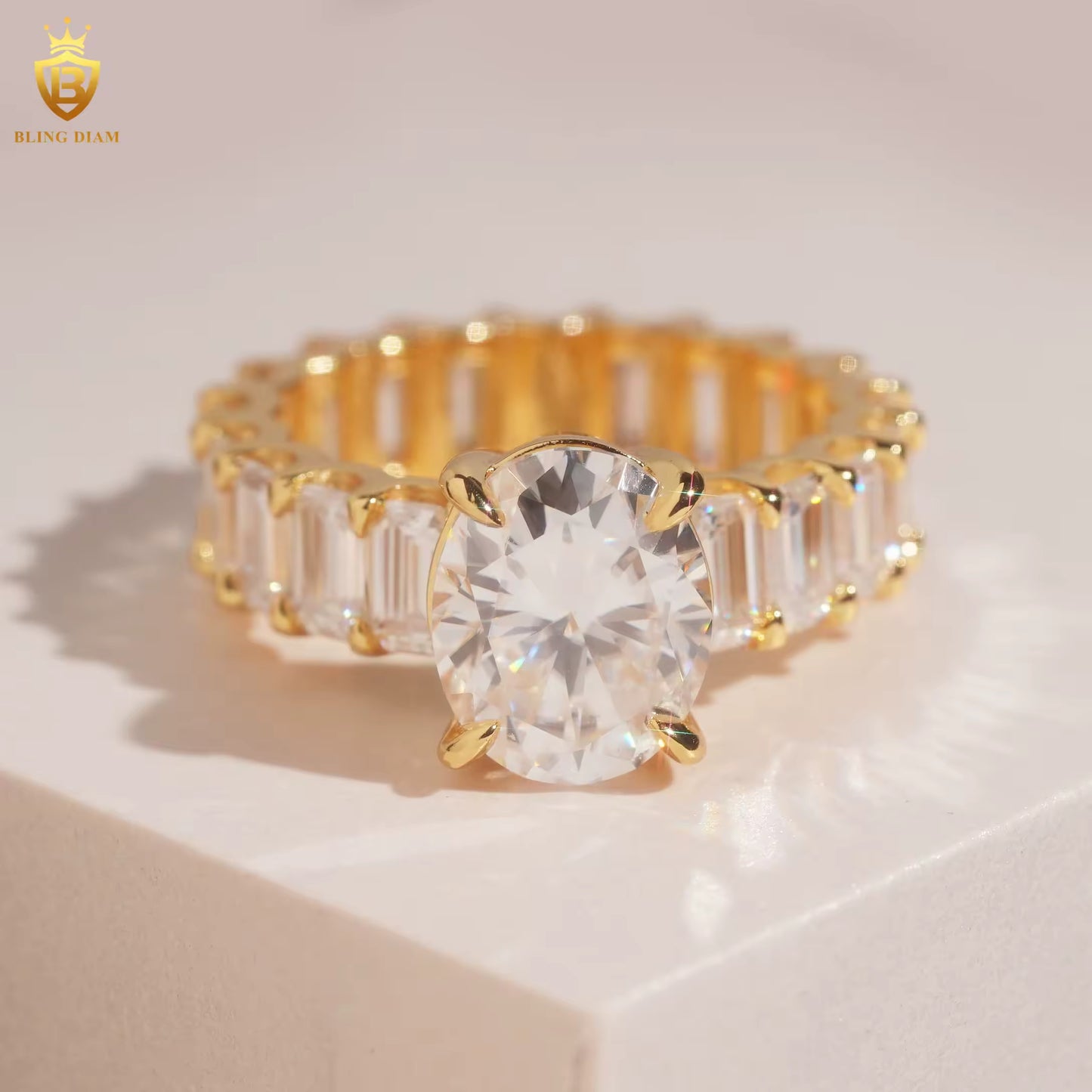 Oval-cut moissanite ring