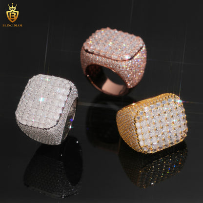 Rectangle square iced-out ring
