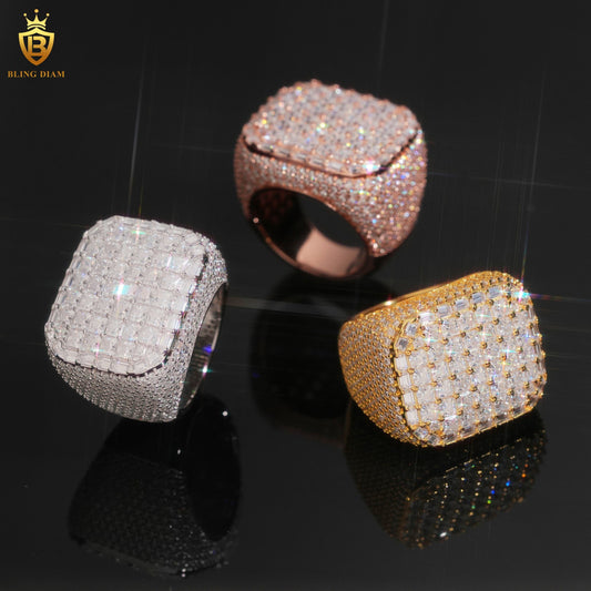 Rectangle square iced-out ring