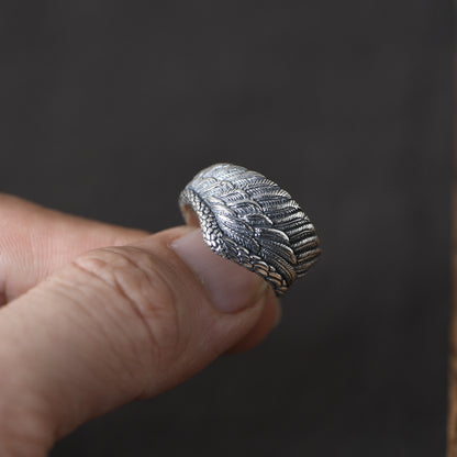 Rock wings Feather Adjustable ring