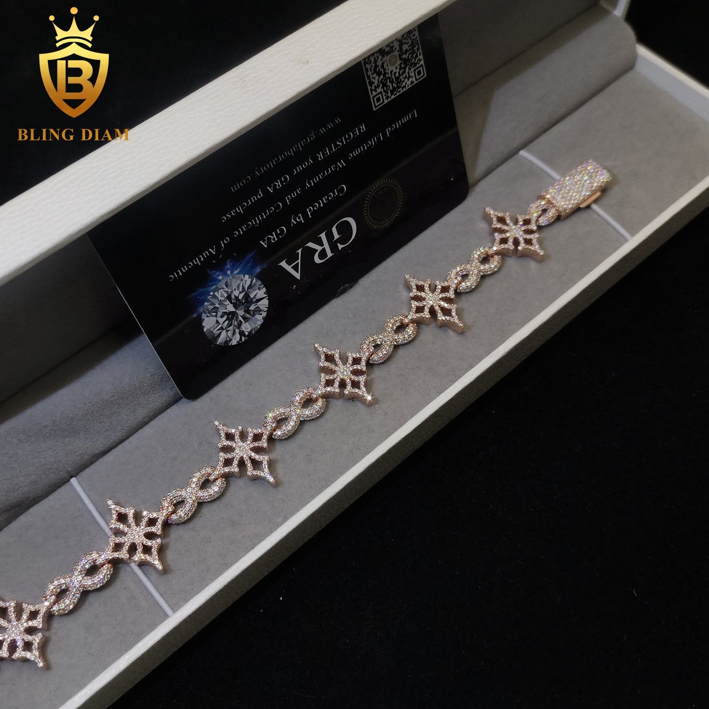 Iced Out Cross Moissanite Cuban Bracelet
