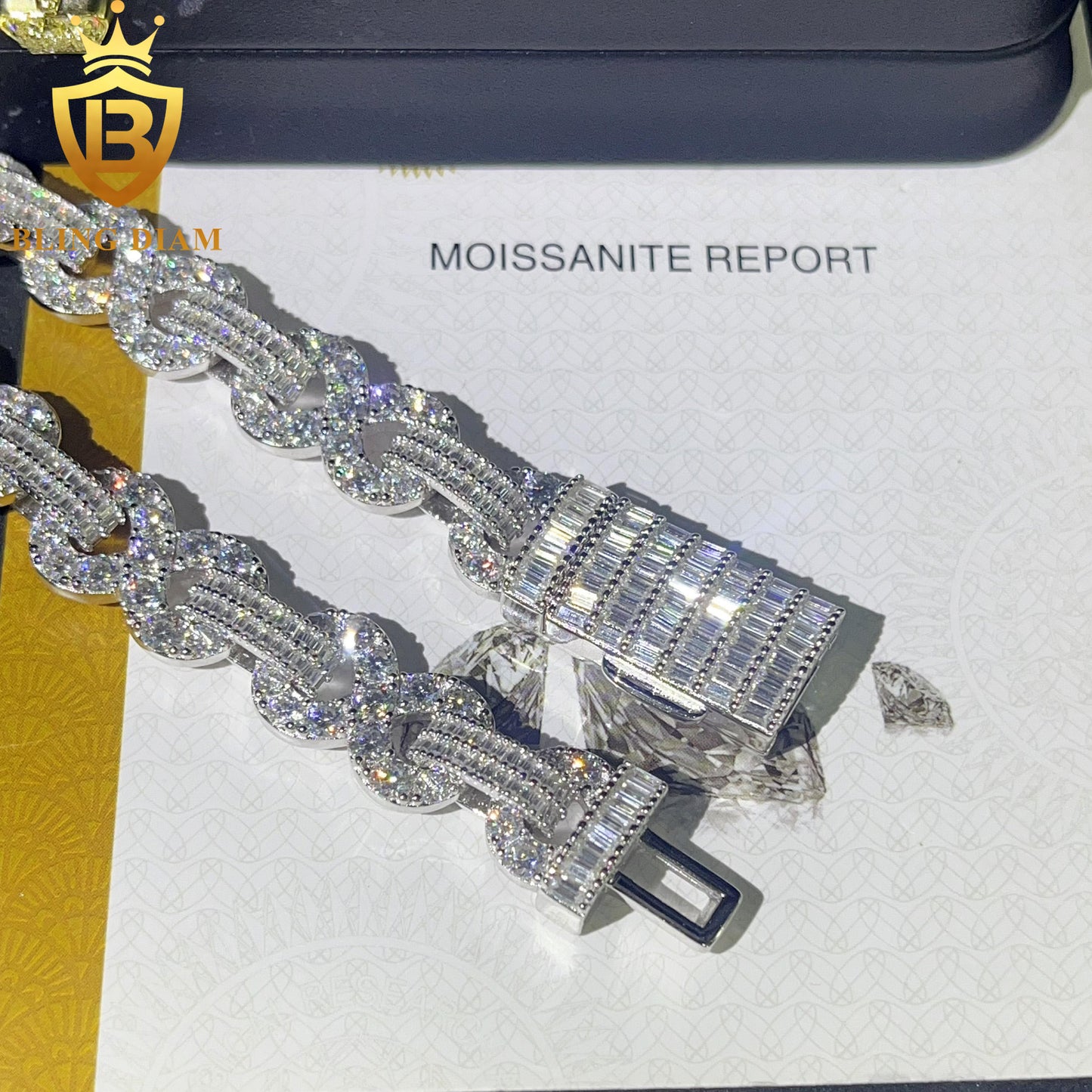 Emerald Cut Cuban Moissanite Bracelet