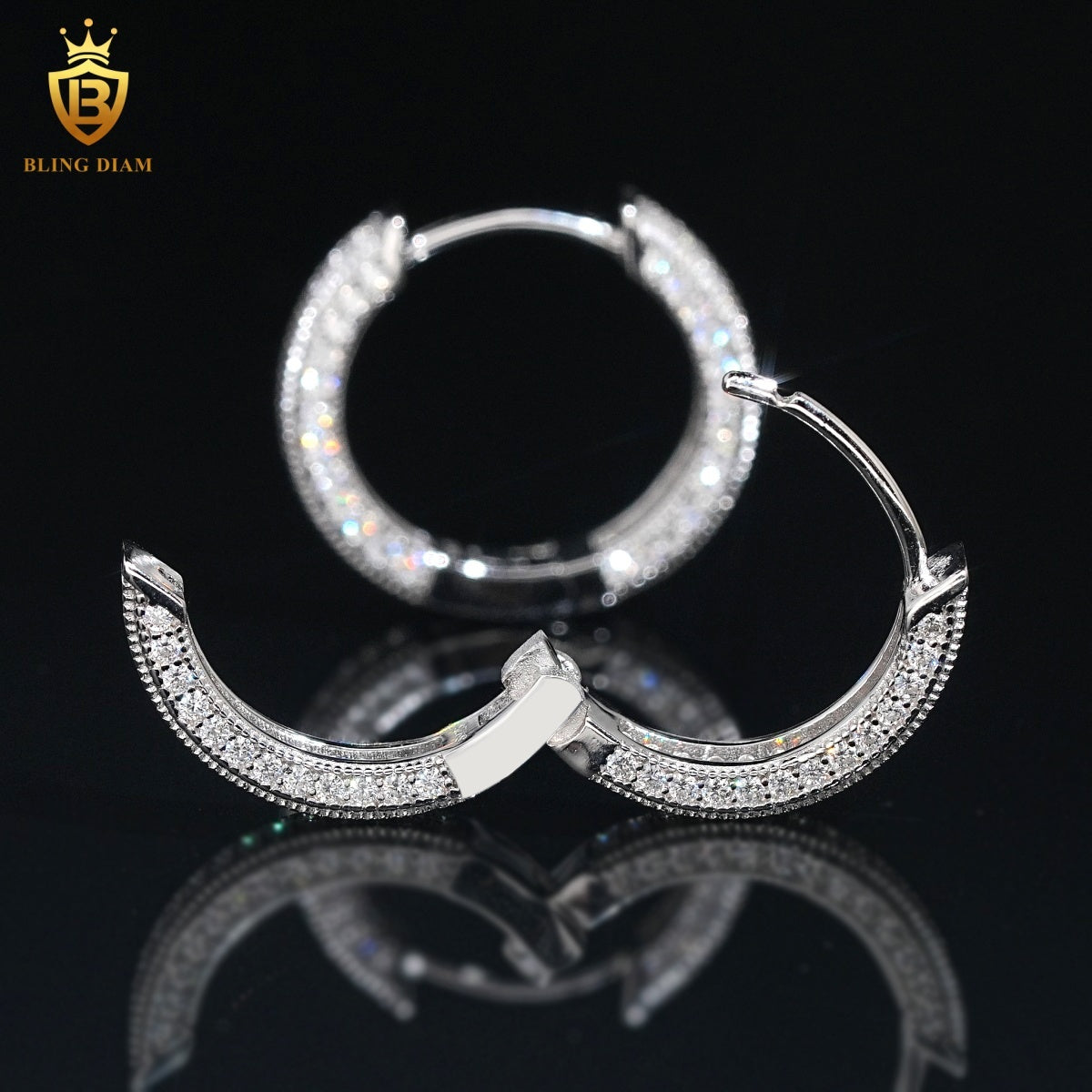 Iced-Out Moissanite Hoop Earrings