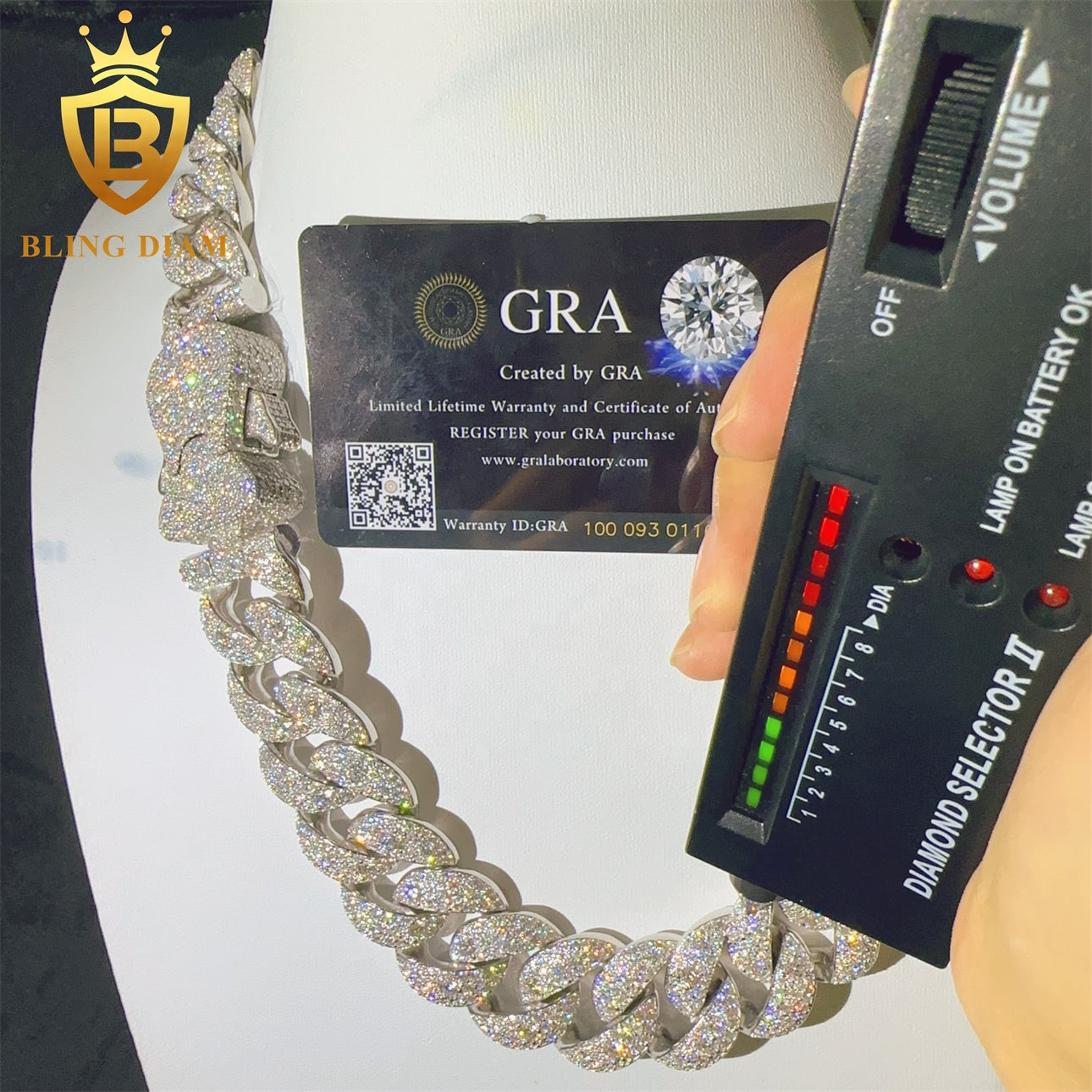 Moissanite 24mm Sterling Silver 925 Miami Cuban Link Chain